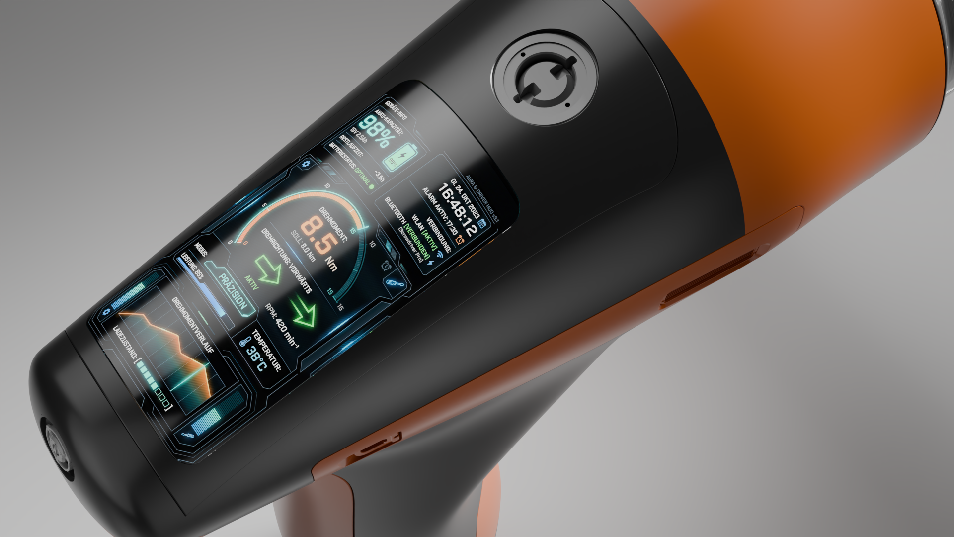 XR1 Akku-Schrauber – HUD-Display Detail